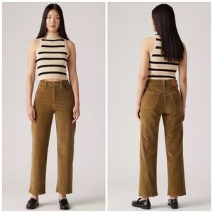 Levi's Premium Ribcage Straight Ankle Corduroy Pants Ermine Brown Size 31X27